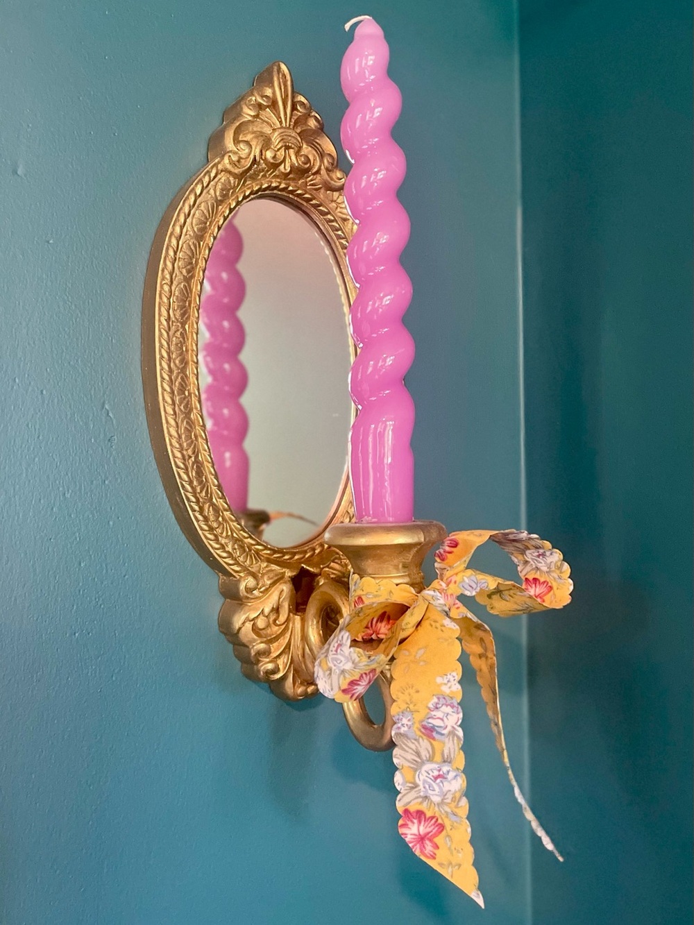 Pair of Gold Vintage-Style Wall Sconce Mirrors